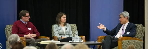 Speaker with two guests representing KBEI